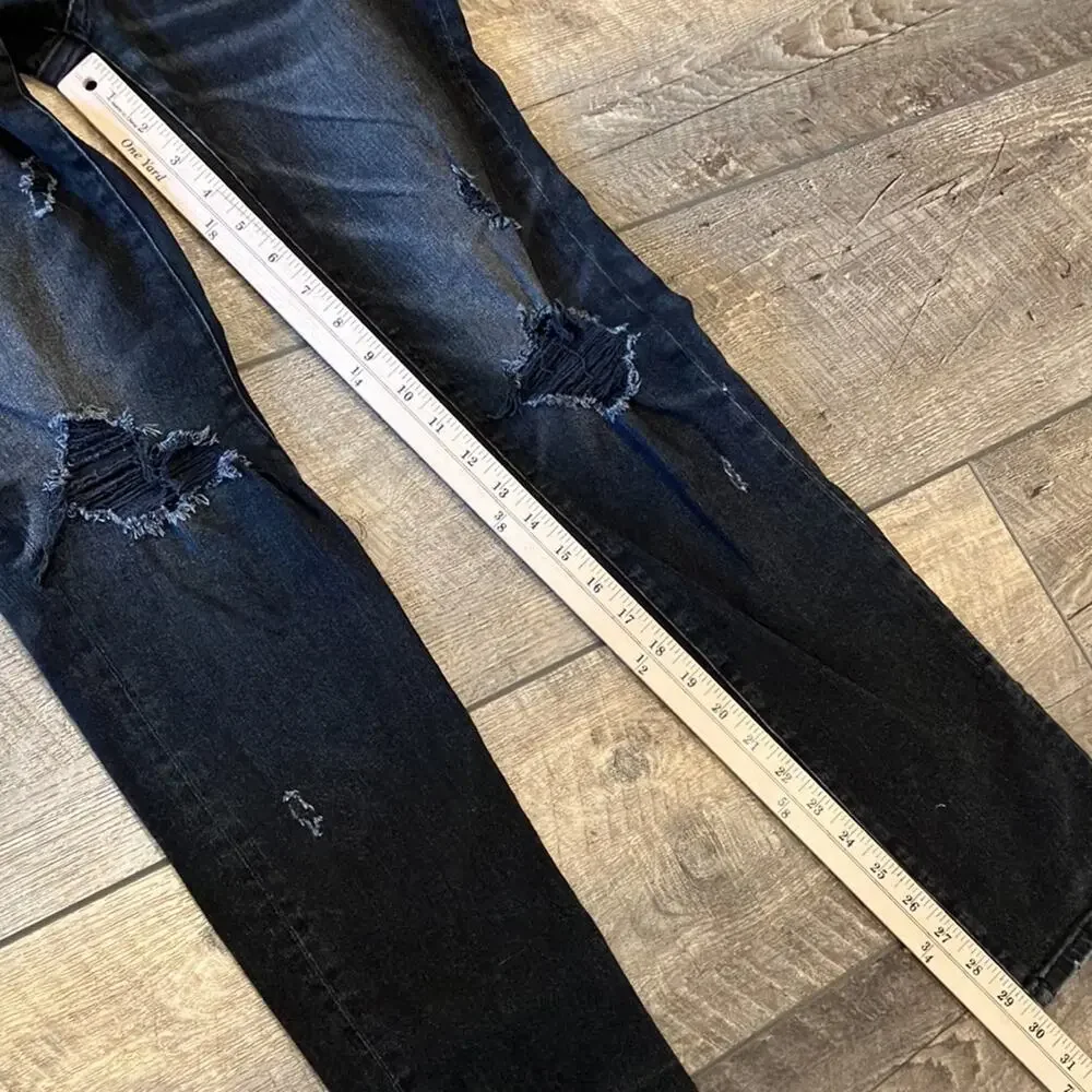 American Eagle Men's Airflex Black Distressed Slim Jeans Size 28x32